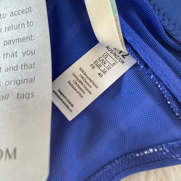 Sea Level Swim Crossover Cobalt Blue Stripe Bikini Swimsuit Swim Top women M new - Picture 9 of 12